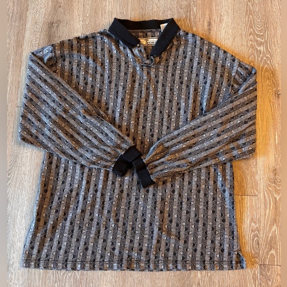 Men's Gray Patterned Crewneck Sweater
